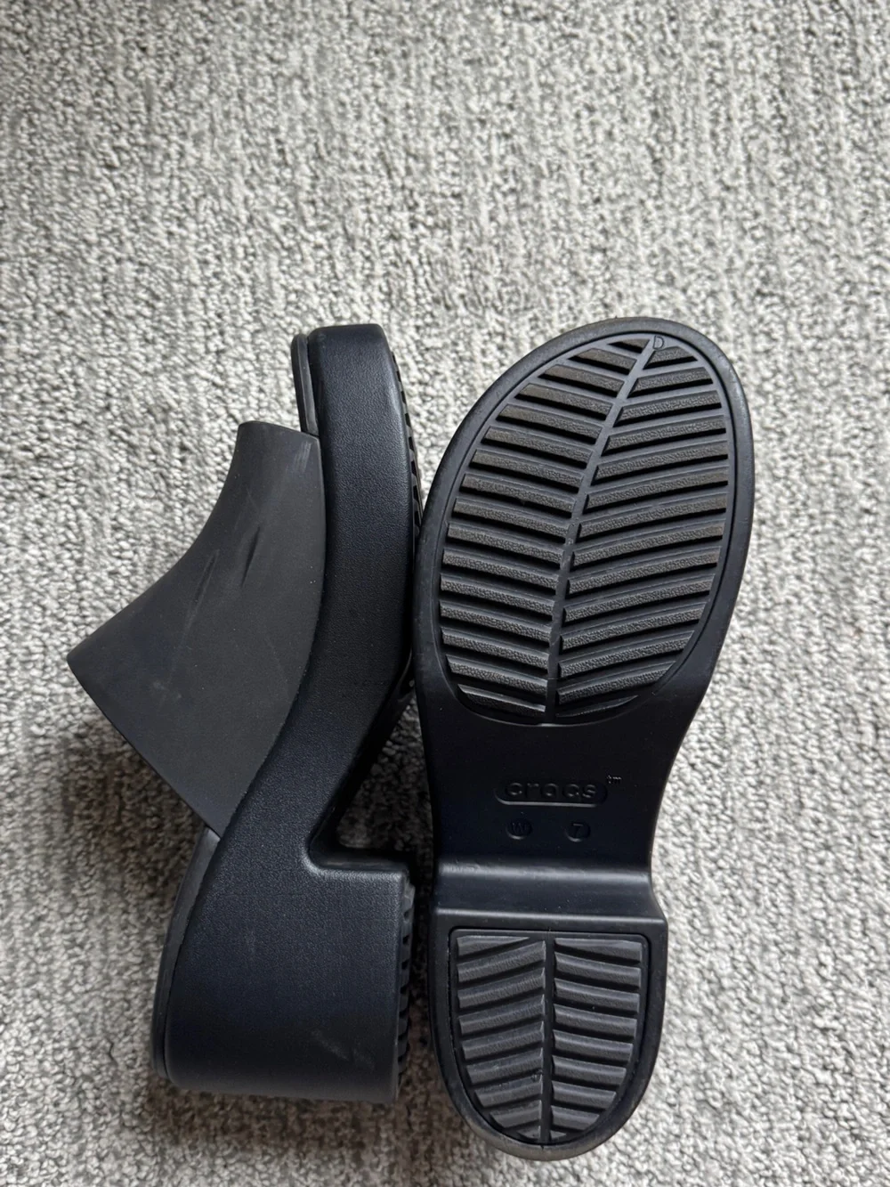 CROCS Black Platform Slide Heels